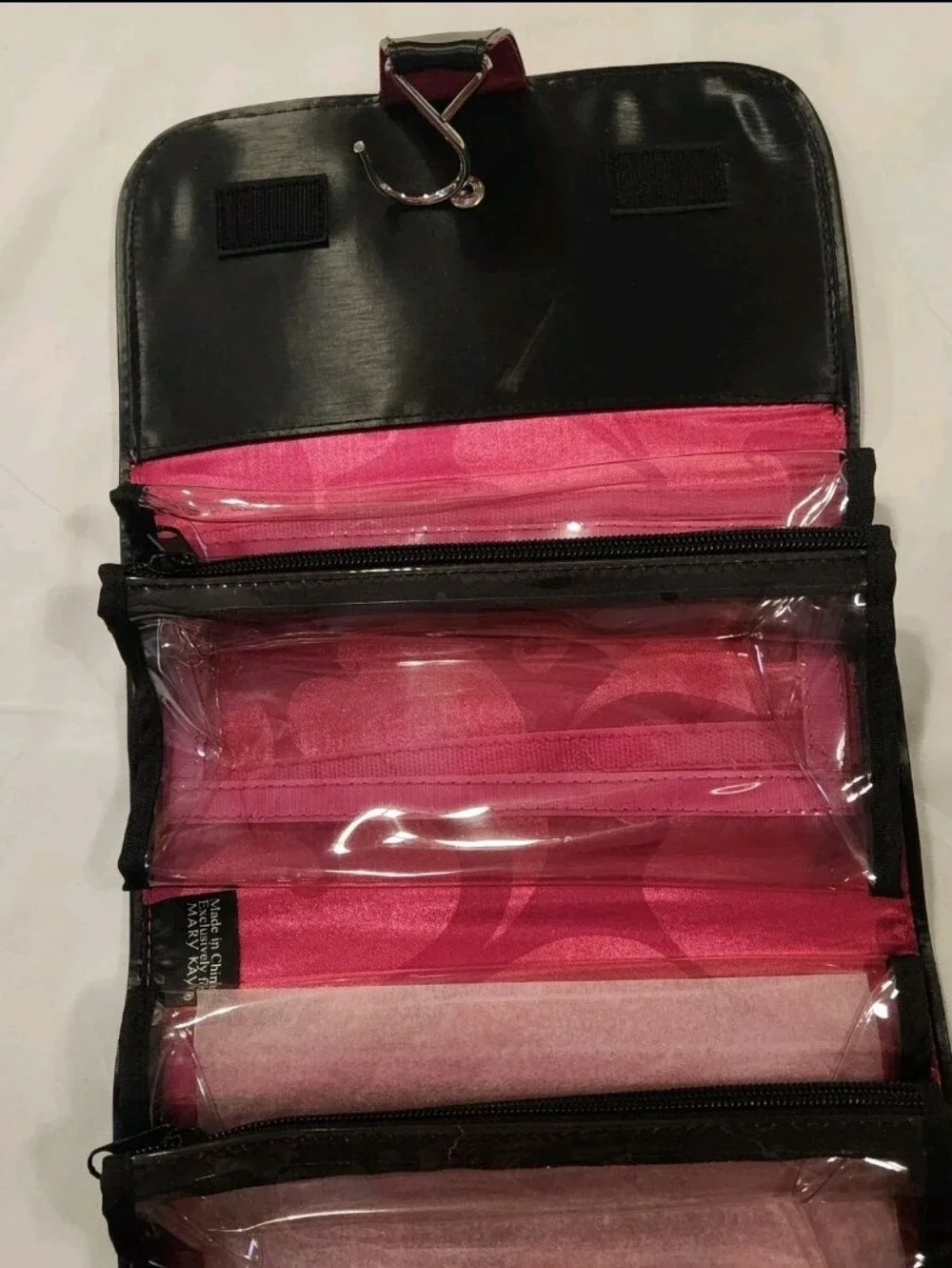 Mary Kay Travel Roll-Up Cosmetic Bag Organizer Black w/Removable Pouches Hanging